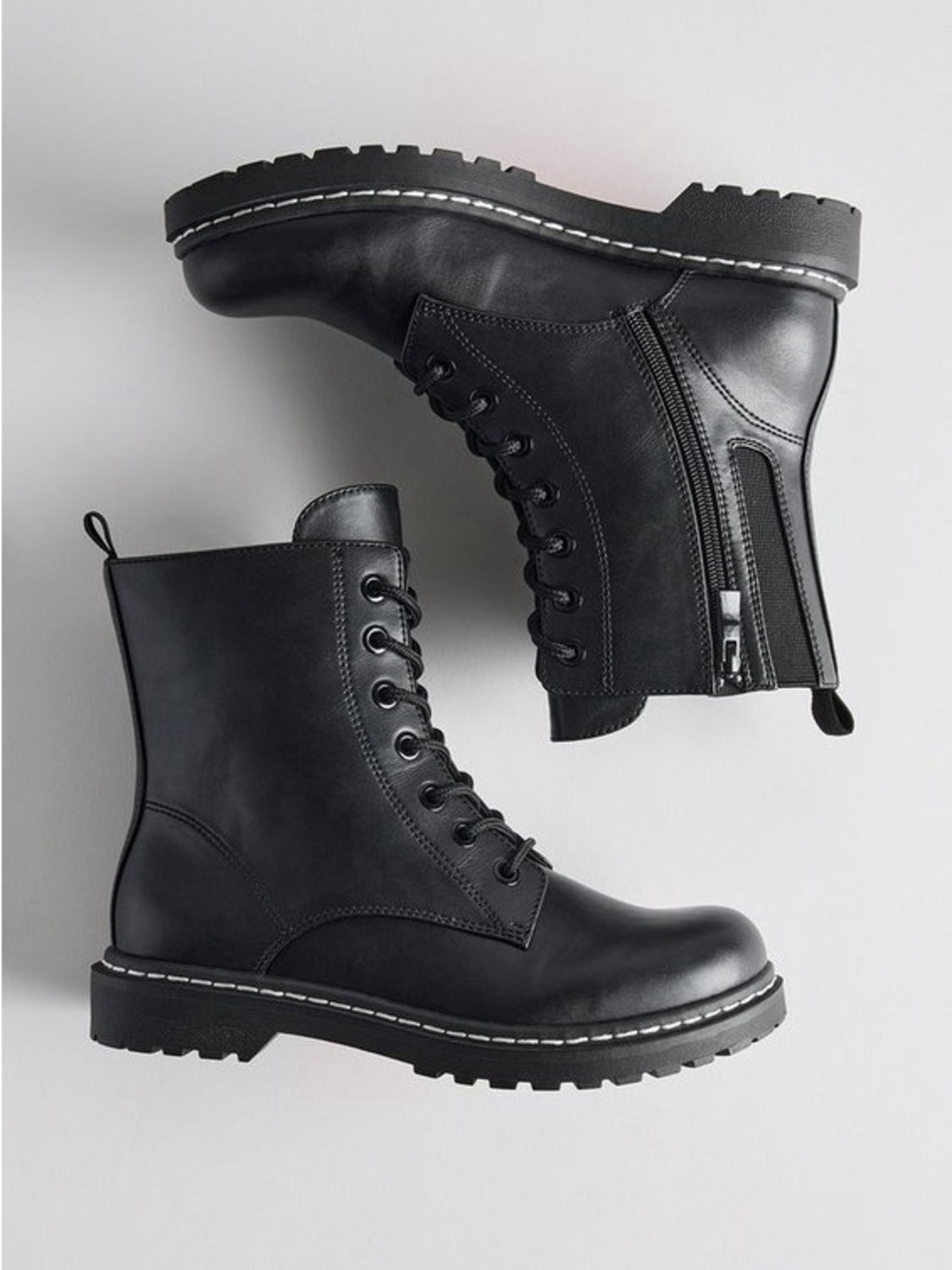 torrid Stevie Black Lace-Up Combat Boots with Side Zipper NWT